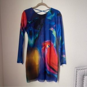 ZARA L multicolor mesh minidress